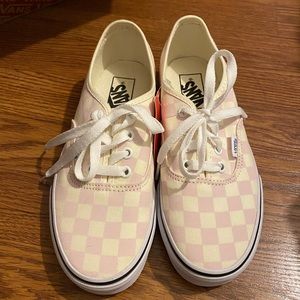 Pink/cream checkered vans